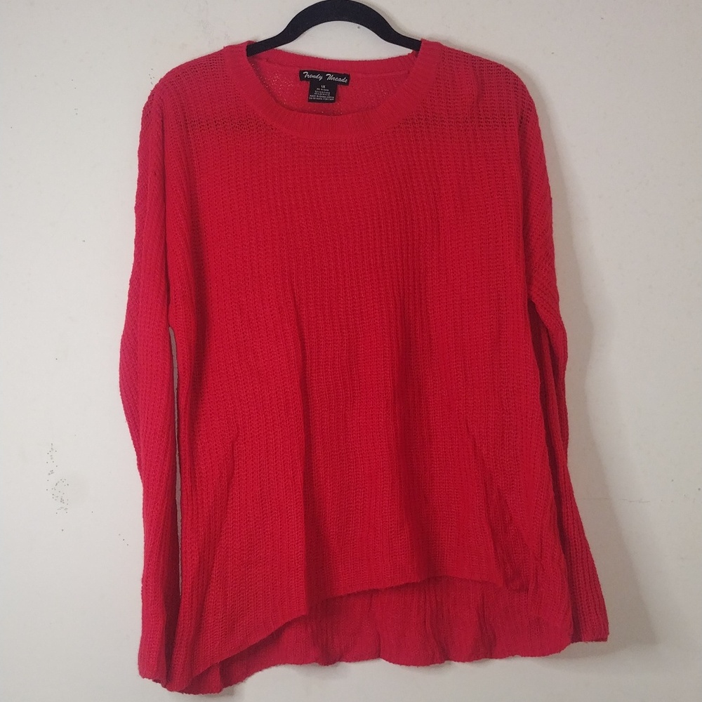 Trendy‎ Threads Red Pullover Knit Sweater, bell sleeve Size 1X